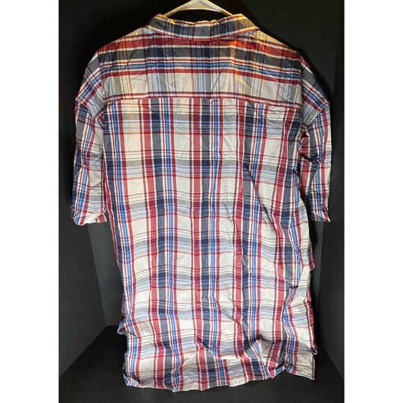 Ecko Unltd Mens 3XL Blue Red Check Plaid Button Up Shirt Y2K - Picture 2 of 5